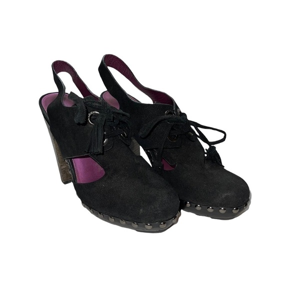 Coach Poppy Rena Platform Suede Mules Tie Sling Woman Shoes Size 9.5 - Picture 2 of 10